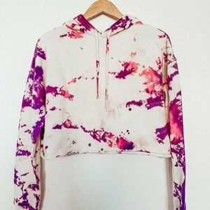 Tie-dye Cropped Sweatshirt pink purple multi